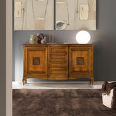 Credenza Grande classica noce due porte intarsiate quattro cassetti Arte Tiziano Piombini RH6101